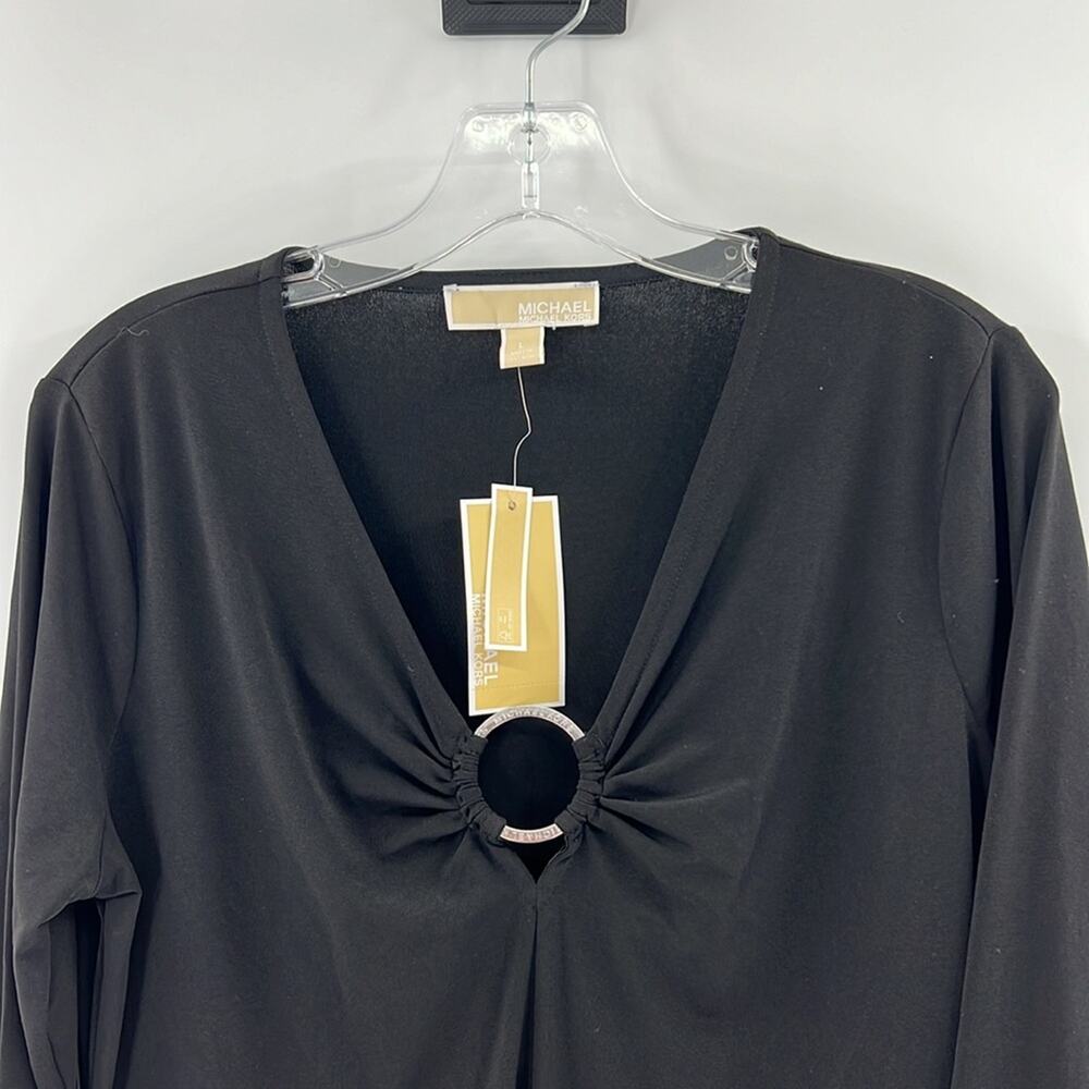 Michael Kors Women's Long Sleeve Knee Length Dress - Black - Large - NWT